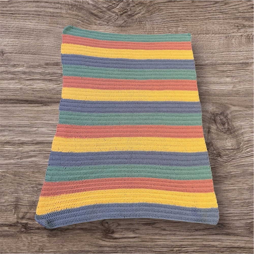 Handmade Kids Striped Crochet Blanket 33inches‎ x 45 inches